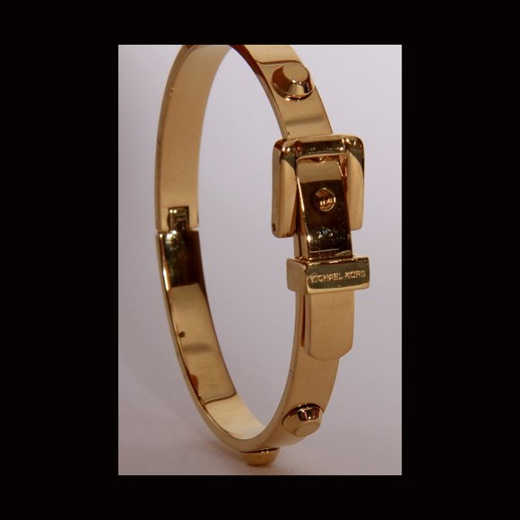 2308 - Michael Kors Gold Tone Bracelet w/a Hinged Buckle Closure - Picture 6 of 11